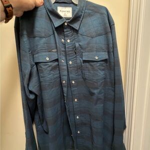 Poncho Powder River Color, Western style pearl snap front. Shirt for Men